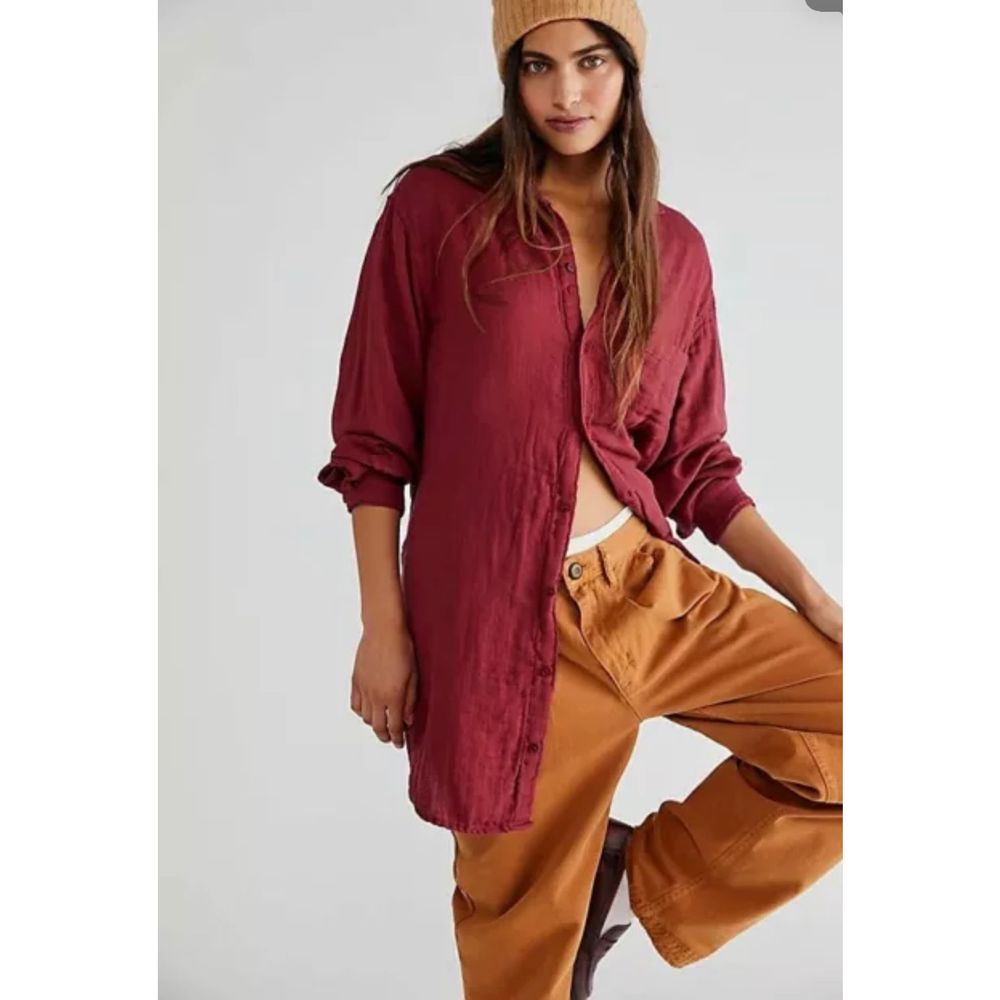 New Free People x CP SHADES Double Cloth Buttondown Shirt XS